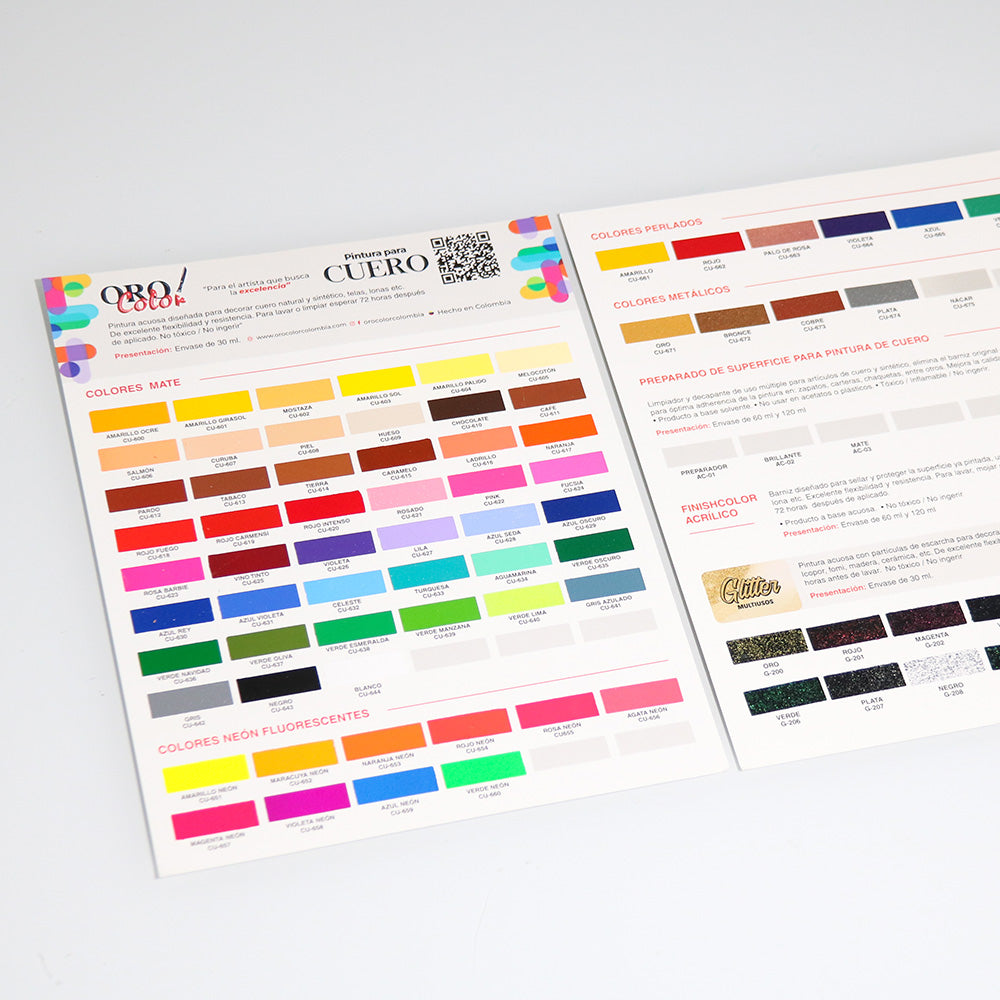 Carta de colores Pintura para Cuero