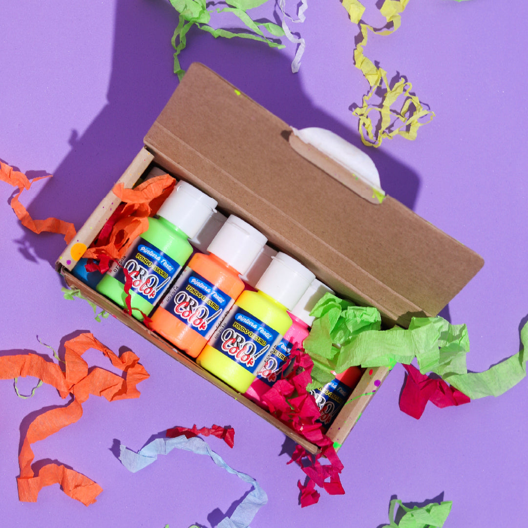 Kit Pintura Textil Fondo Oscuro Neón - Edición Carnaval