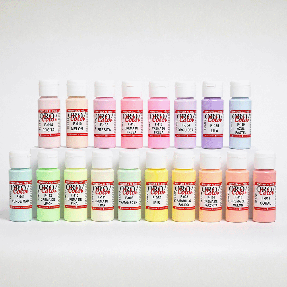 Set 18 Colores Pasteles Pintura Acrílica Clásica 60ml