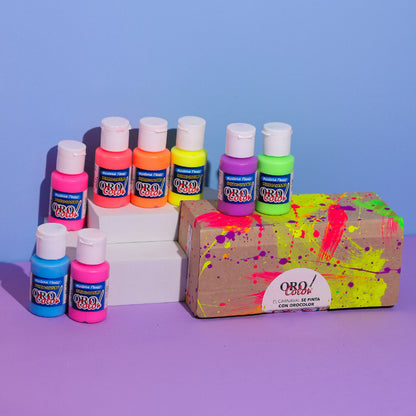 Kit Pintura Textil Fondo Oscuro Neón - Edición Carnaval