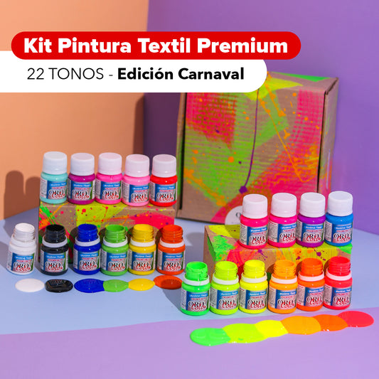 Kit Pintura Textil Premium 22 Tonos - Edición Carnaval