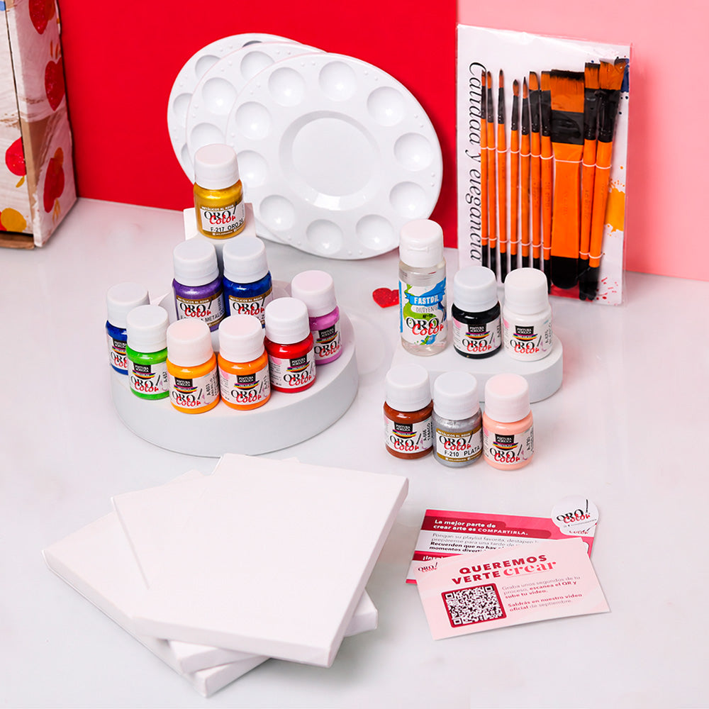 Kit Pro Lienzo Para Tres (Acrílica Premium) - Colección Amor&Amistad