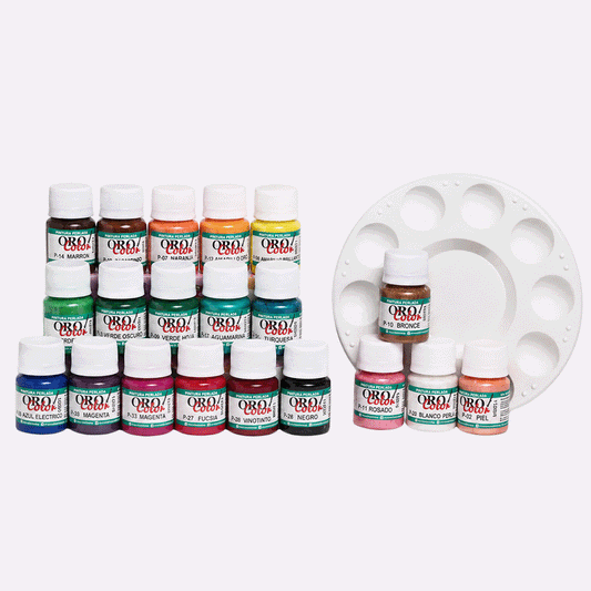 Set 20 Colores Pintura Perlada 30ml + Paleta