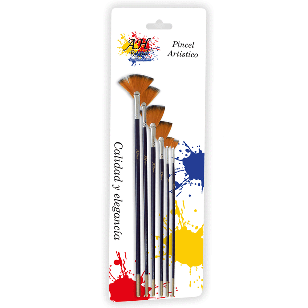 Set X6 Pinceles AH Royal Abanico Ref.20092