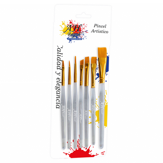 Set X7 Pincel AH Royal Surtido Mango Acrílico Ref. 20085