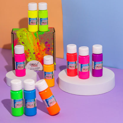 Kit Pintura Textil Premium 60ml Neón - Edición Carnaval